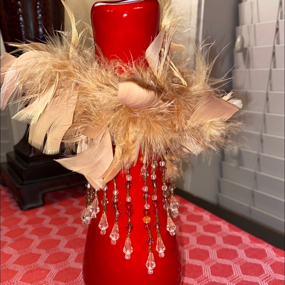 Feathers and Beading Wine bottle adornment - Picture 11 of 16